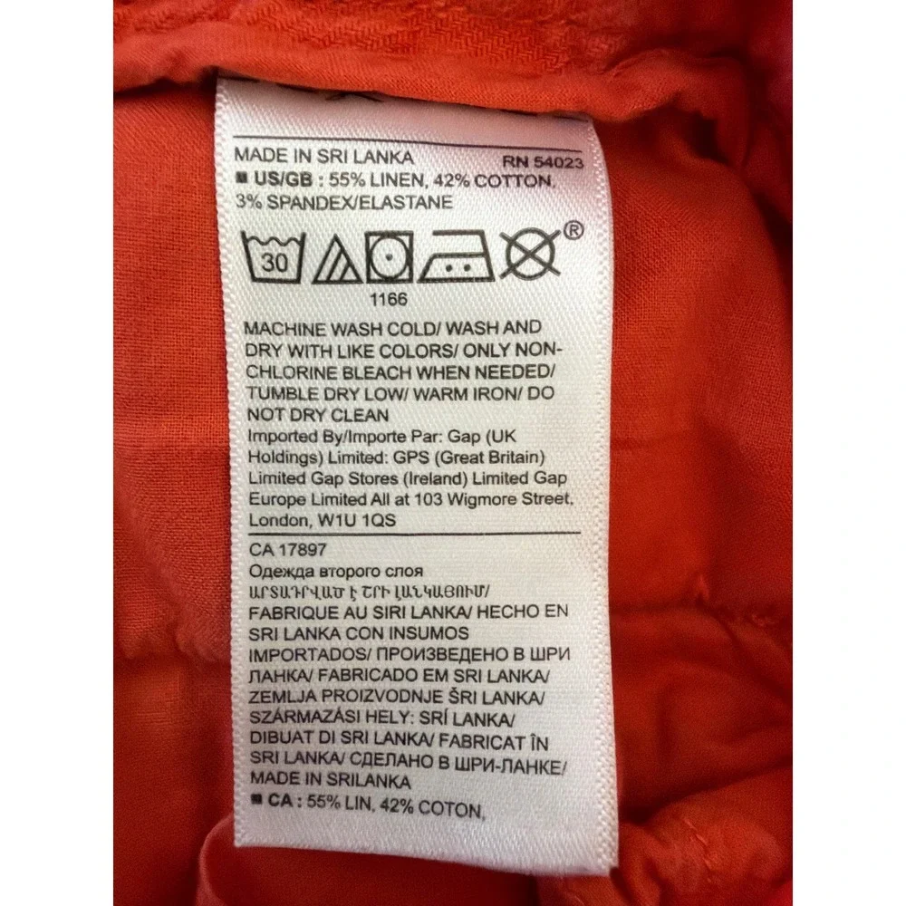 Banana Republic Avery Ankle Pants Coral Orange Linen/Cotton Blend Size 10 Womens